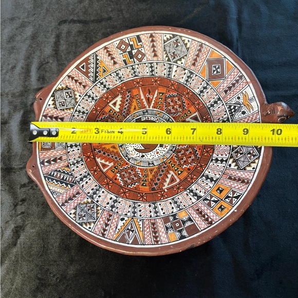 Vintage Decorative Terracotta Plate Inspired By Peruvian On Incan Folk Art - Picture 9 of 10